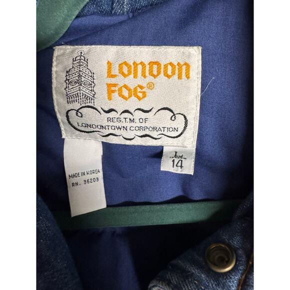London Fog Vintage Rare HTF Denim Jacket Youth Large Suze 16 Lettermen Patches - Picture 3 of 8